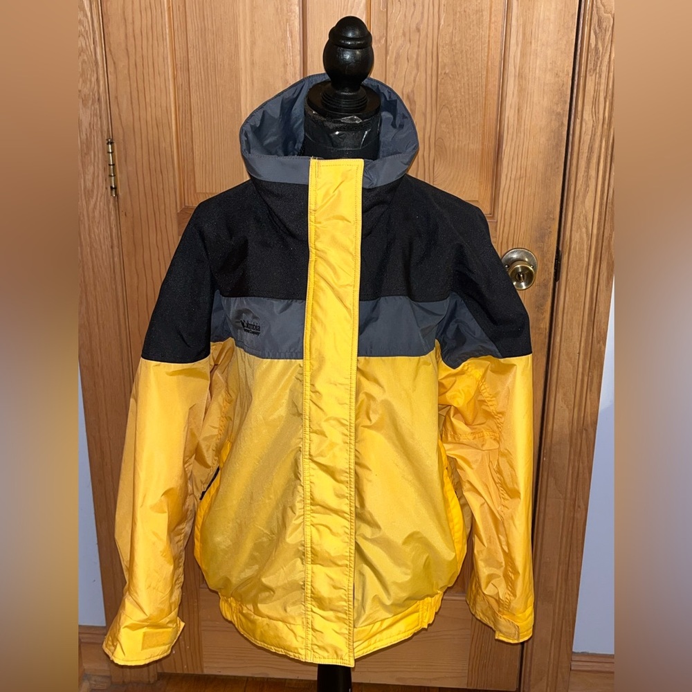 Columbia Bugaboo Womens M 3-in-1 Jacket Yellow Gray Black Vintage Zip Out Fleece